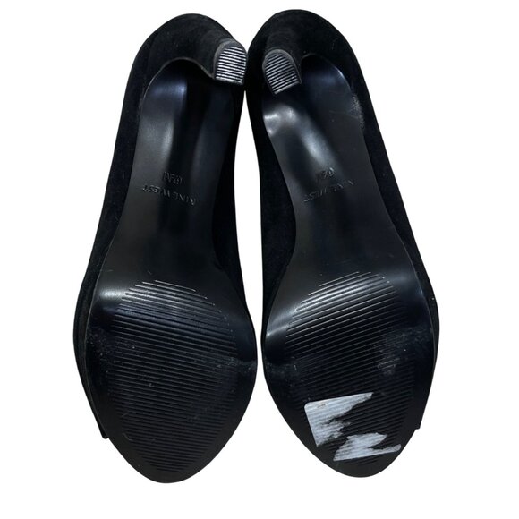 Nine West Tariano Peep Toe Shootie Bootie Black Suede 6.5M - Picture 8 of 11